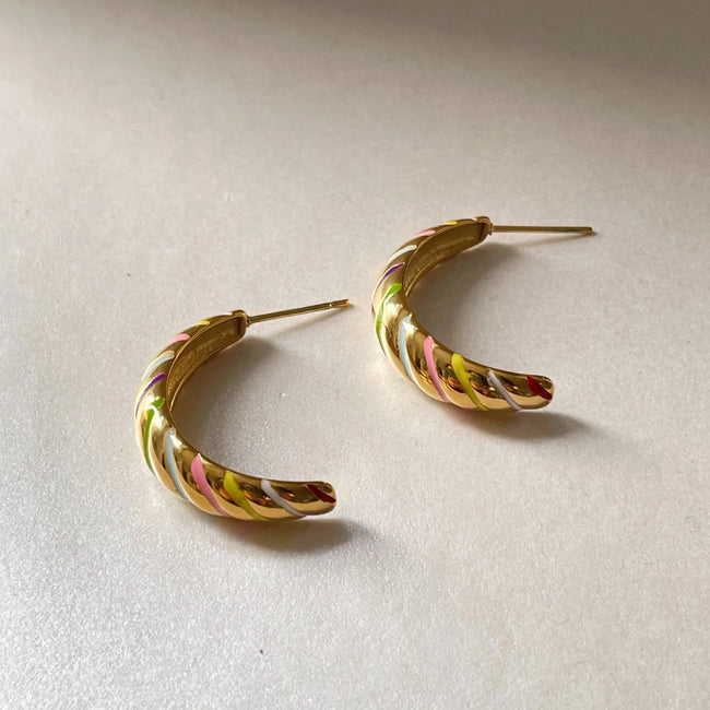 Vaani Luxe 18k guldpläterade Candy Stripe-örhängen
