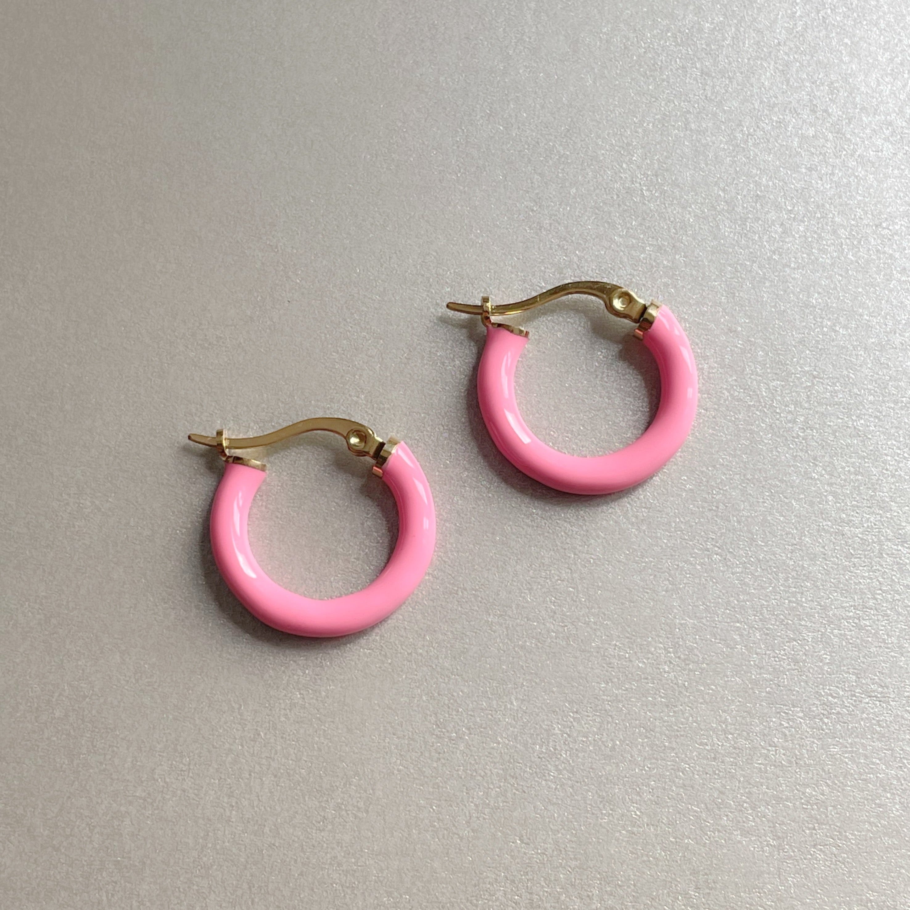 Anais Luxe 18k Gold Plated Pink Hoops