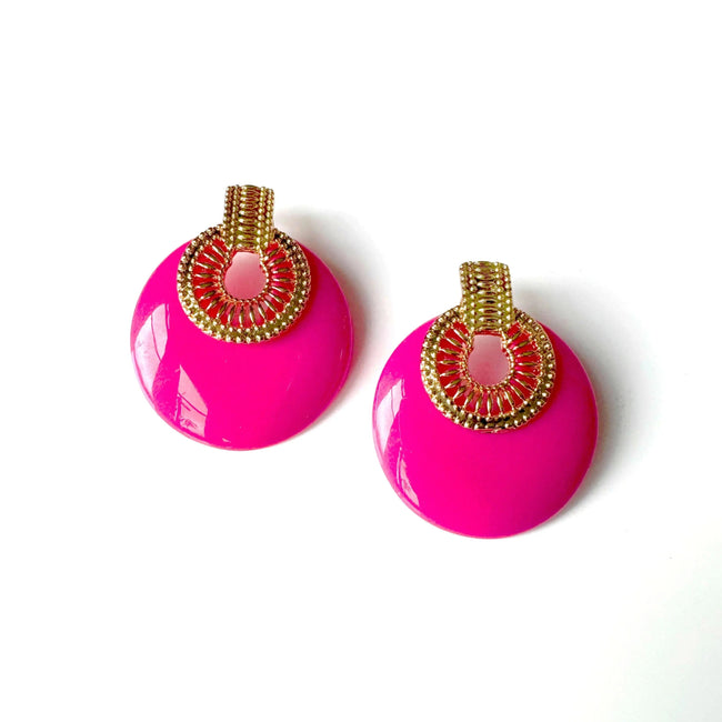 Pendientes Lulu de Disco Grande Rosa