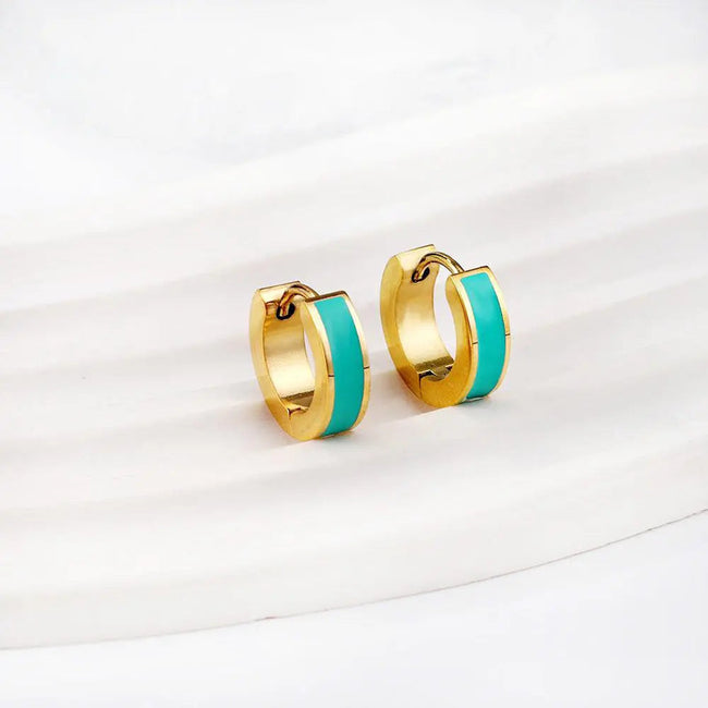 Alice Luxe Pendientes de Aro Abrazables Chapados en Oro de 18k con Turquesas