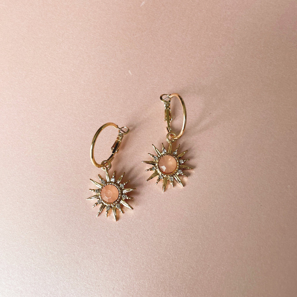 Pendientes de aro Solina Peach Gem