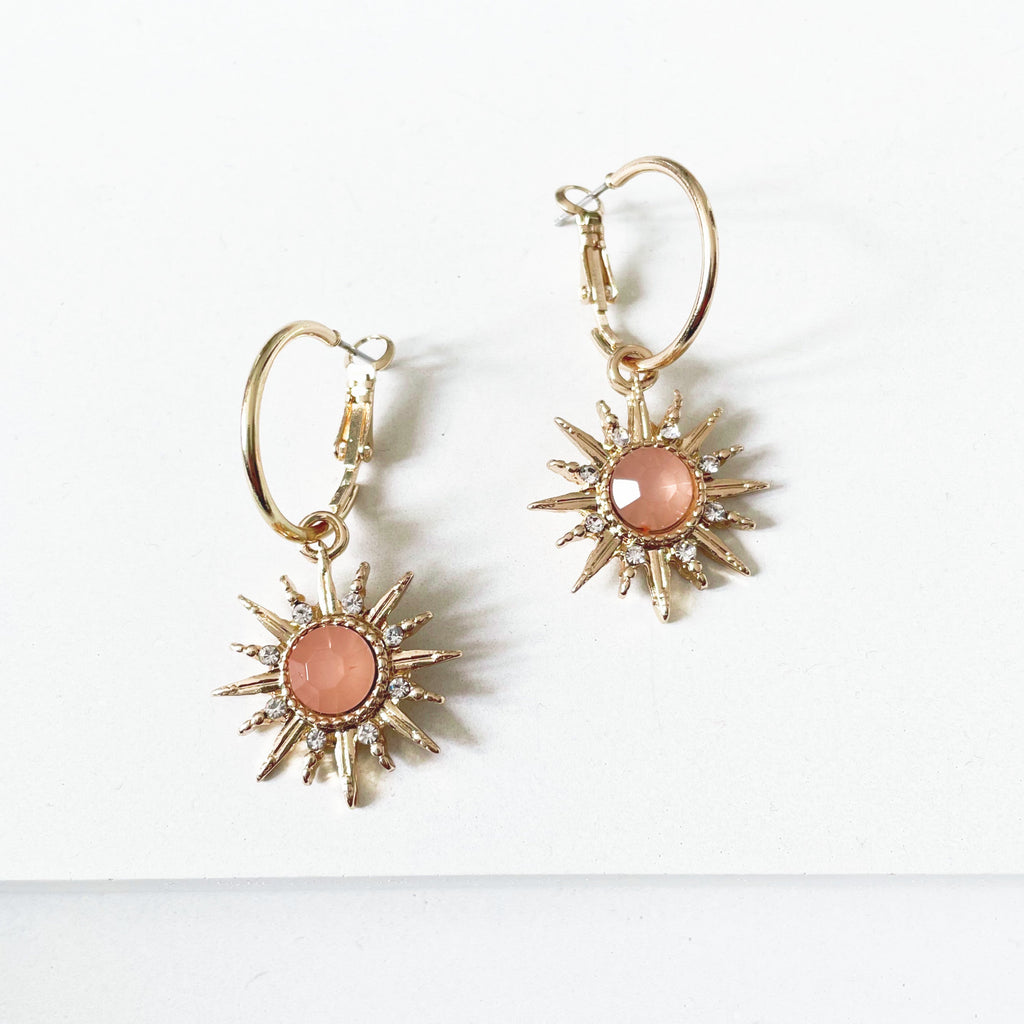 Pendientes de aro Solina Peach Gem