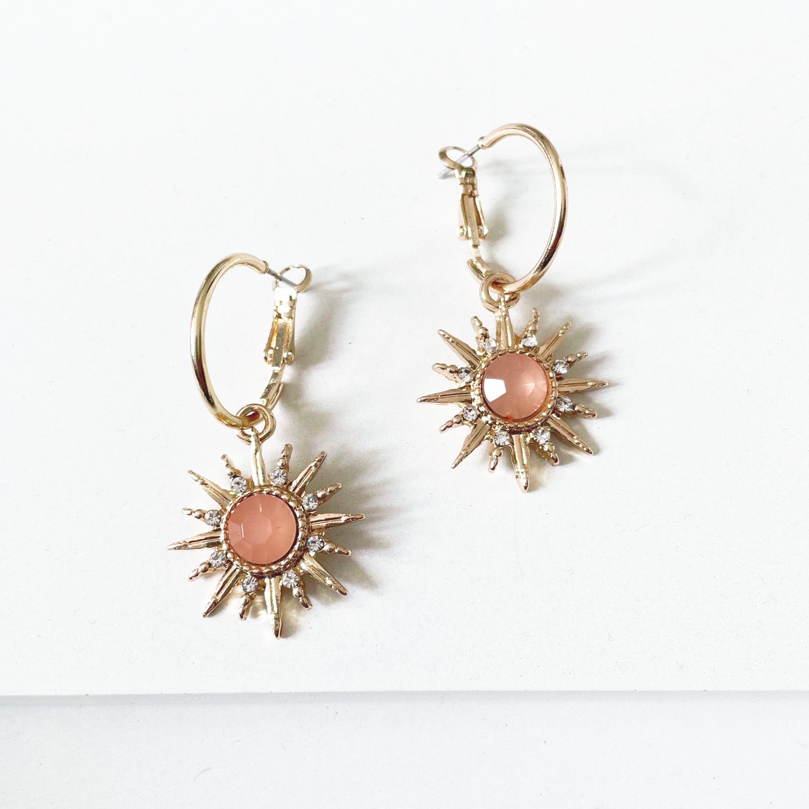 Pendientes de aro Solina Peach Gem