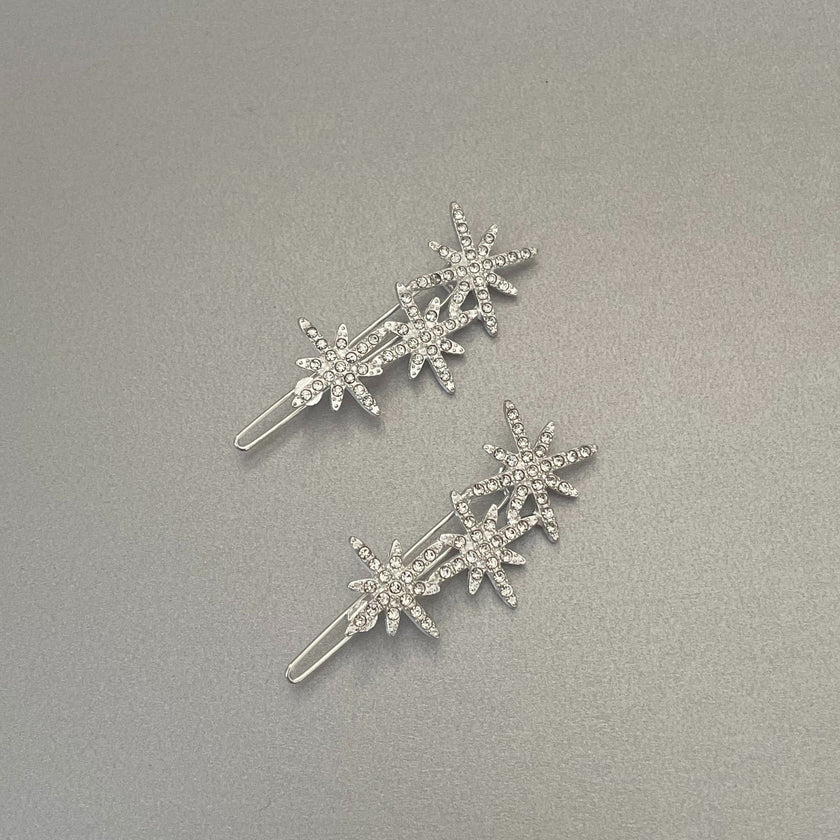 Solonia Silver Starburst Hair Clip Set