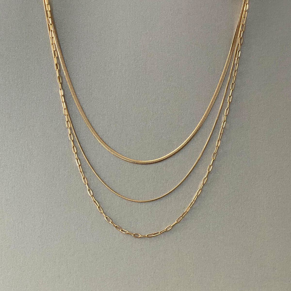 Medea Luxe 18k Gold Plated Triple Layer Necklace