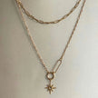 Sahara Luxe 18k Gold Plated Double Layer Sunburst Pendant Necklace