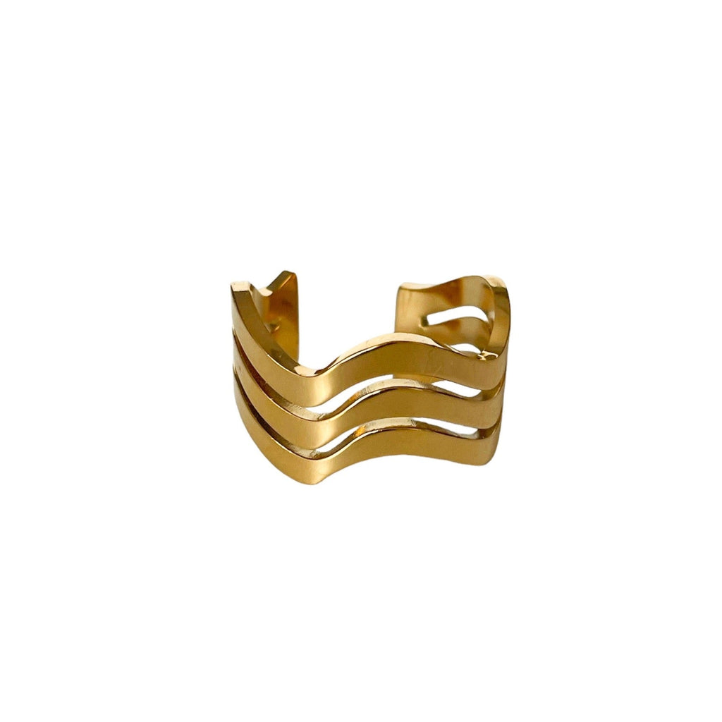 Anillo Ondulado Auris Luxe con Baño de Oro de 18k