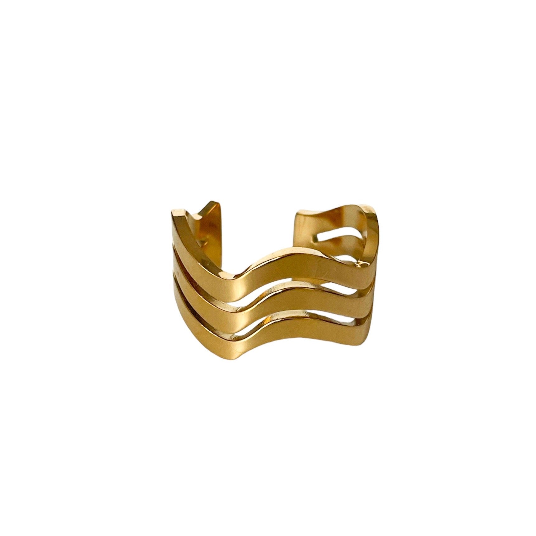 Anillo Ondulado Auris Luxe con Baño de Oro de 18k