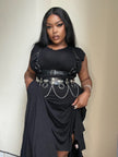 Necessary Evil Evaki Gothic Hi-Low Dress - Bat Wing Hem with Pockets UK Made