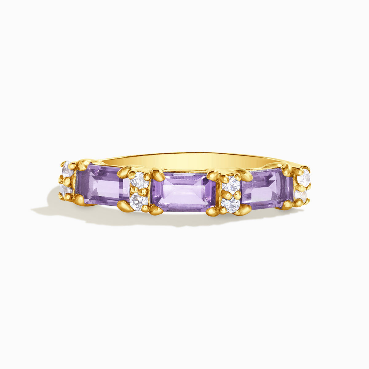 Anillo Eternity Lavanda Amatista Esmeralda en Vermeil de Oro de 18k