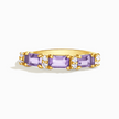 Anillo Eternity Lavanda Amatista Esmeralda en Vermeil de Oro de 18k