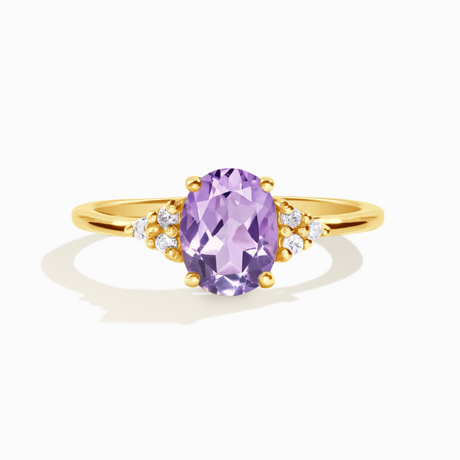Anillo de amatista lavanda en vermeil de oro de 18k