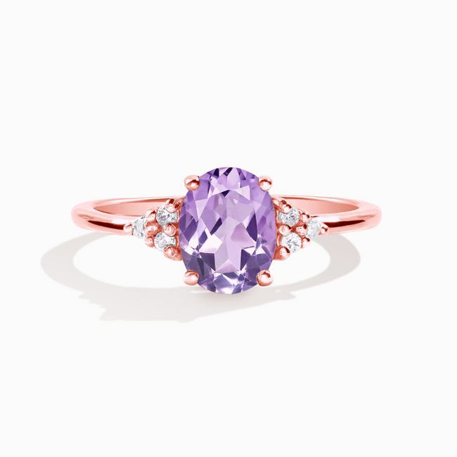 Anillo de amatista lavanda en vermeil de oro rosa de 18k