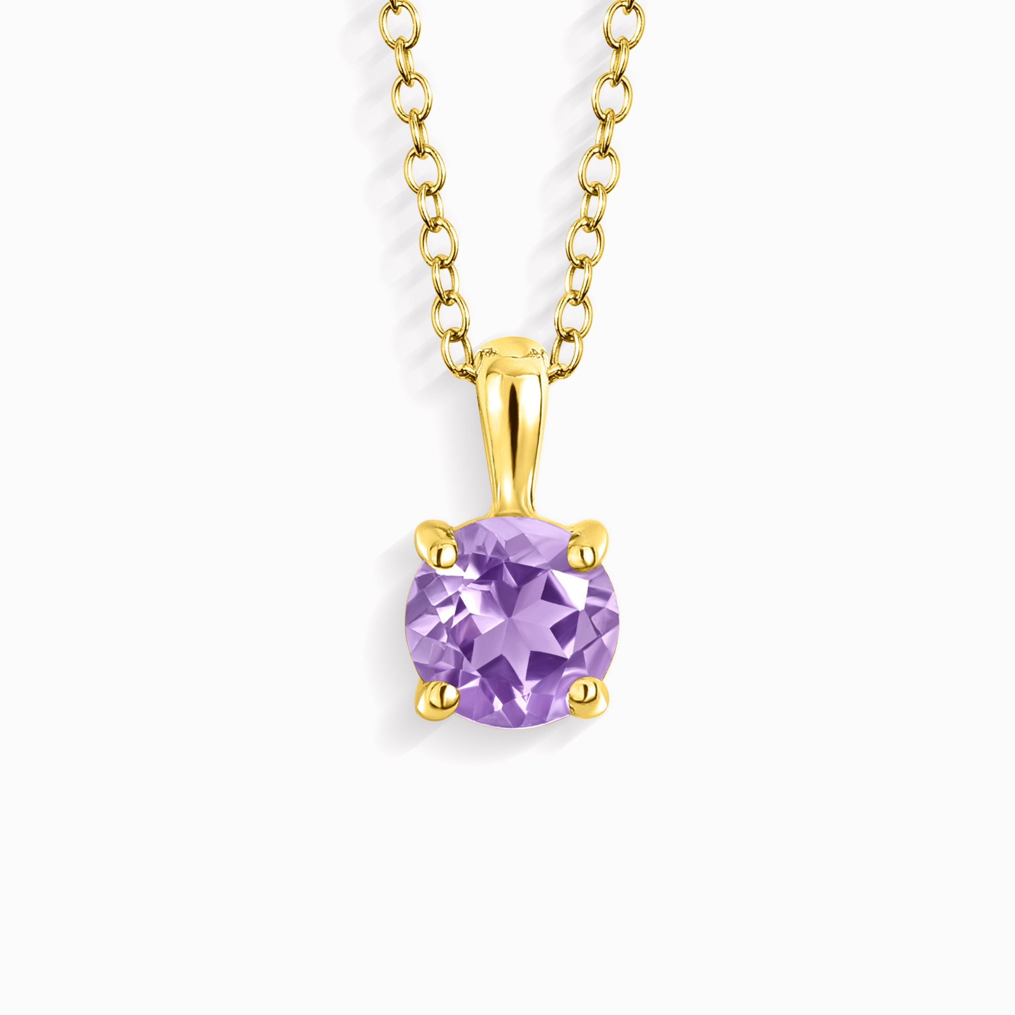 Collar con colgante solitario de amatista lavanda en vermeil de oro de 18k