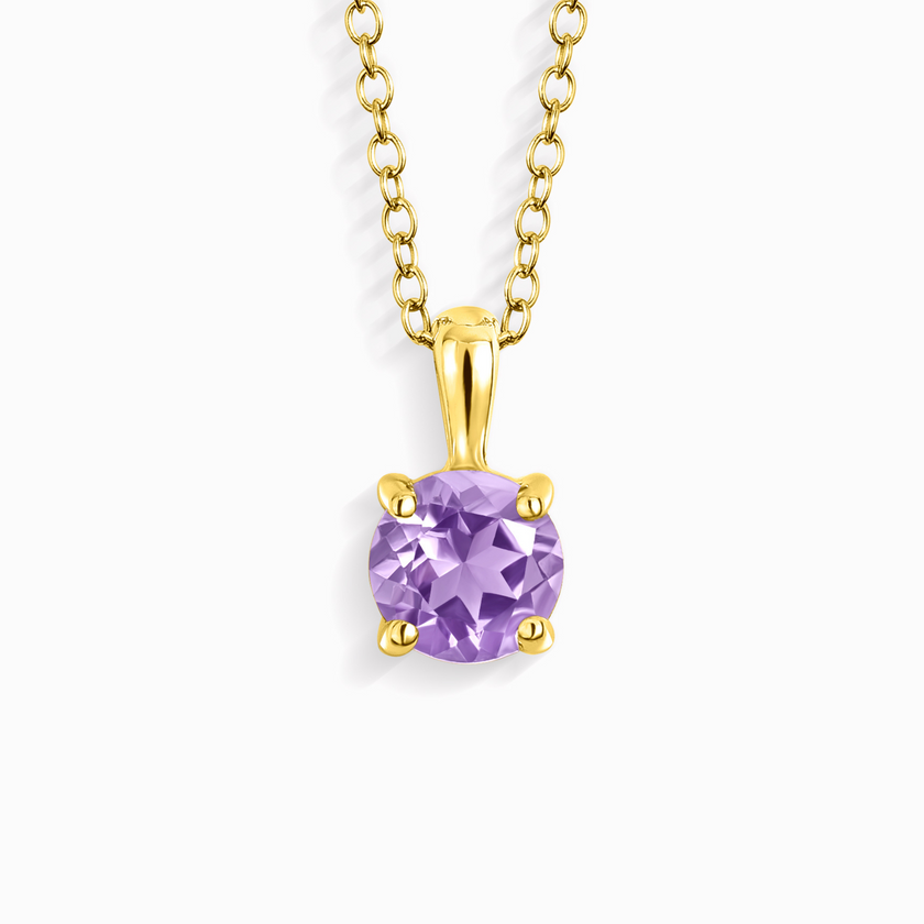 Collar con colgante solitario de amatista lavanda en vermeil de oro de 18k