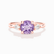 Lavender Amethyst Three Stone Ring in 18k Rose Gold Vermeil
