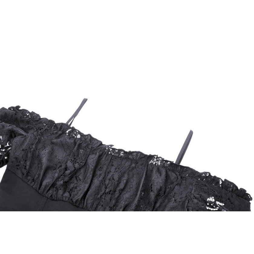 Dark in Love Lilinoe Goth Dress - Off Shoulder Lace-Up Back