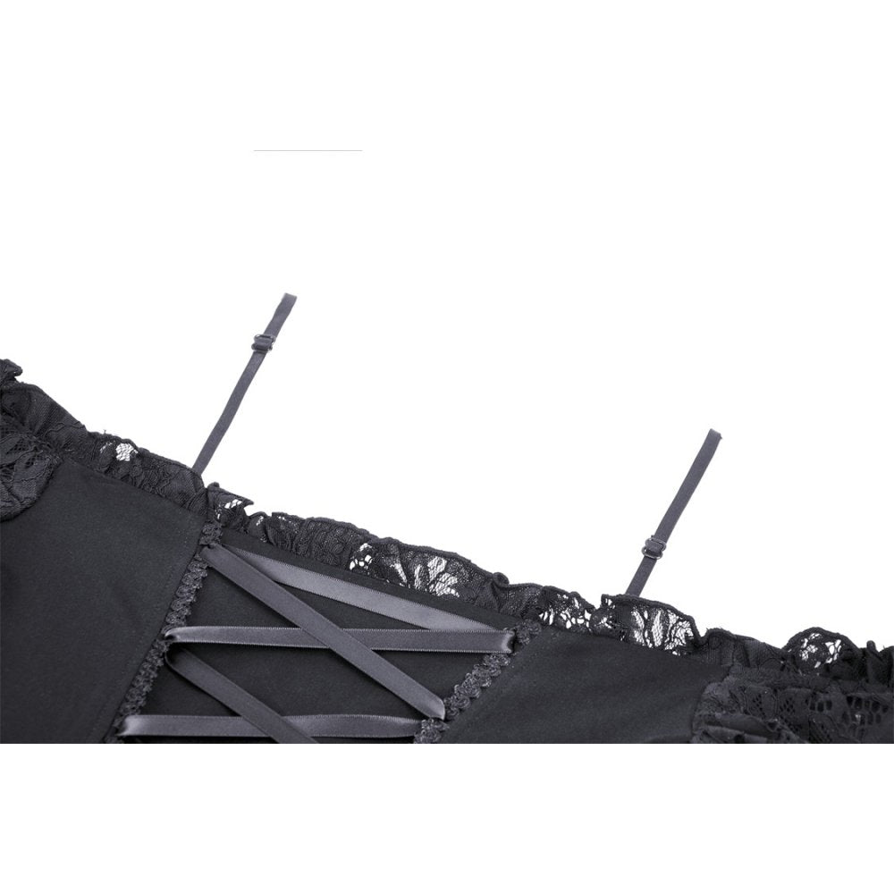 Dark in Love Lilinoe Goth Dress - Off Shoulder Lace-Up Back