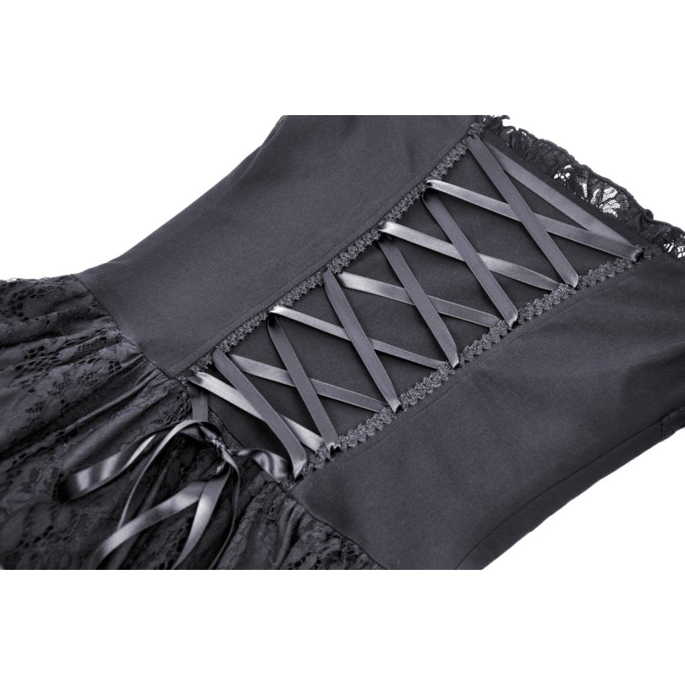 Dark in Love Lilinoe Goth Dress - Off Shoulder Lace-Up Back