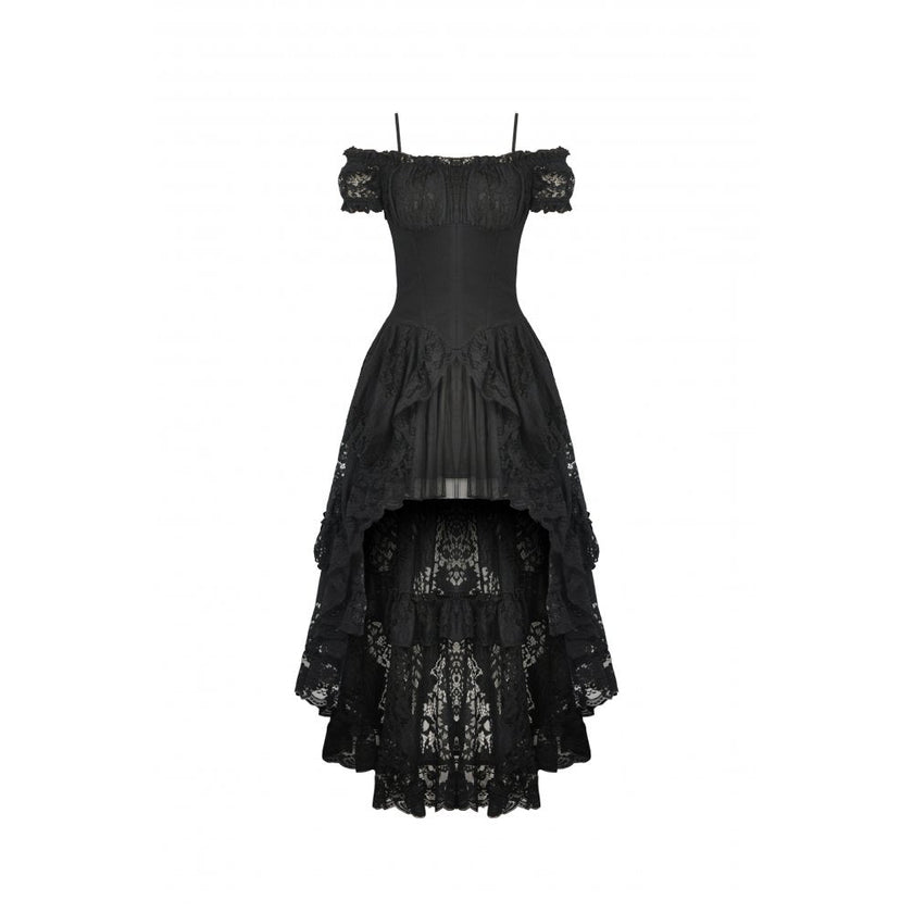 Dark in Love Lilinoe Goth Dress - Off Shoulder Lace-Up Back