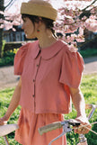 Frances Linen Cropped Blouse  - Berry - on pre-order for end of September delivery