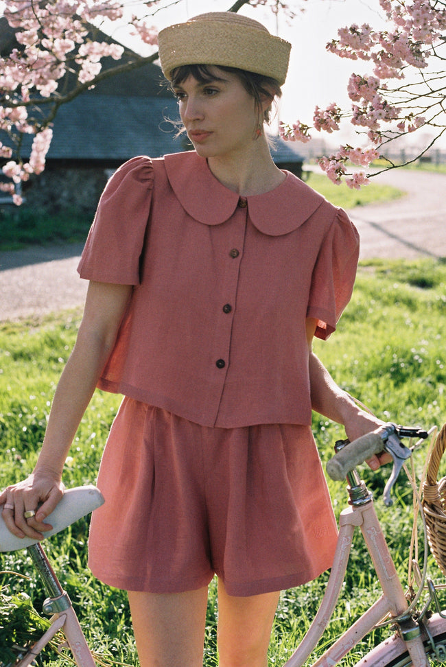 Olivia Leinen-Shorts - Berry