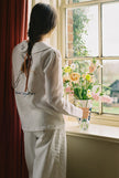 Eat Together Embroidered Claudine Linen Blouse - White  x Sshepaints
