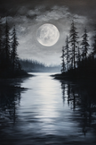 Lunar Serenity Lake Canvas