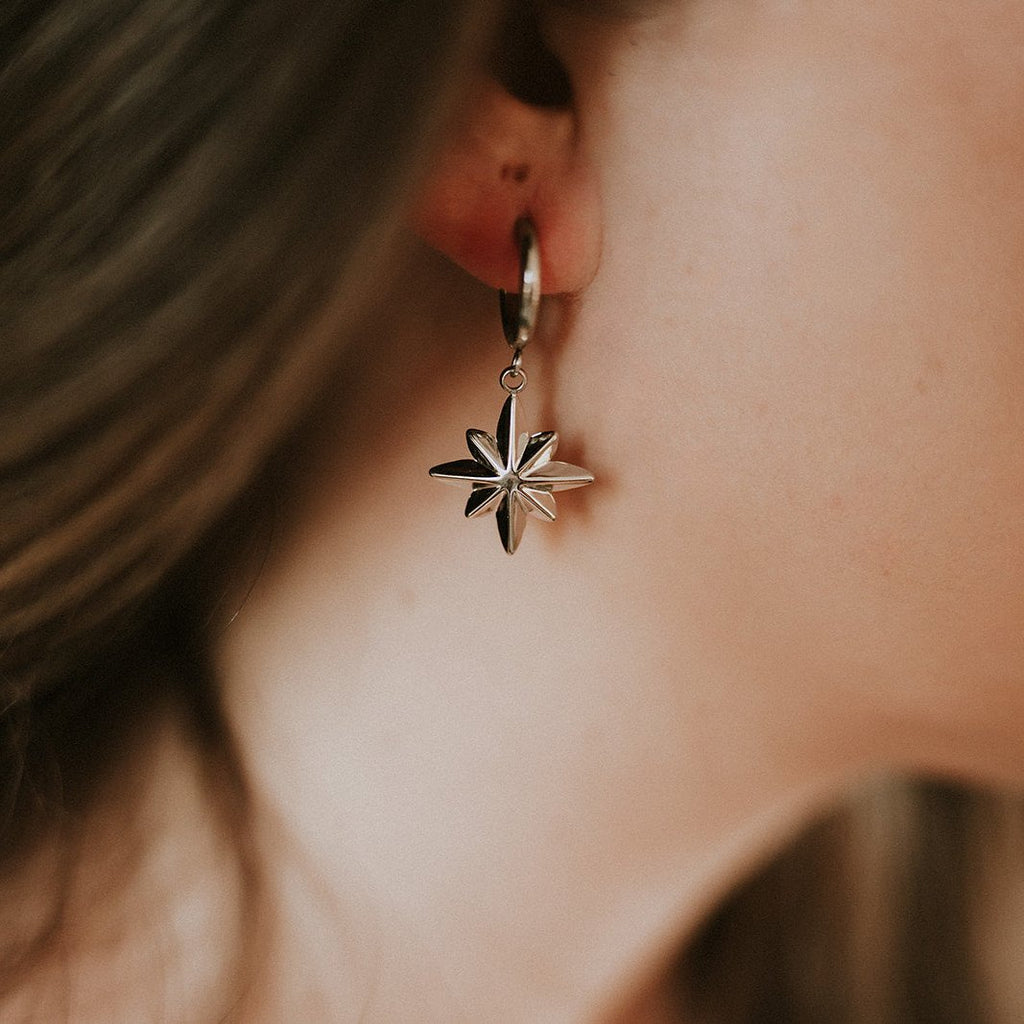 Celeste North Star Hoop Earrings