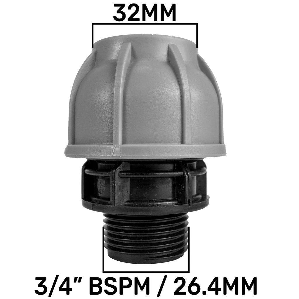 Tap Splitter with Valves and 32mm MDPE Straight Inlet/Outlet Kit