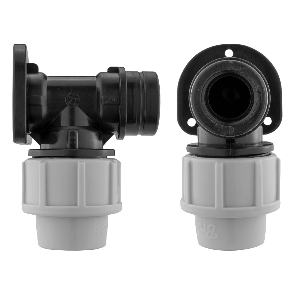 Wall Flange Kit 20mm MDPE - Lever Tap & Two Way Splitter & Connectors