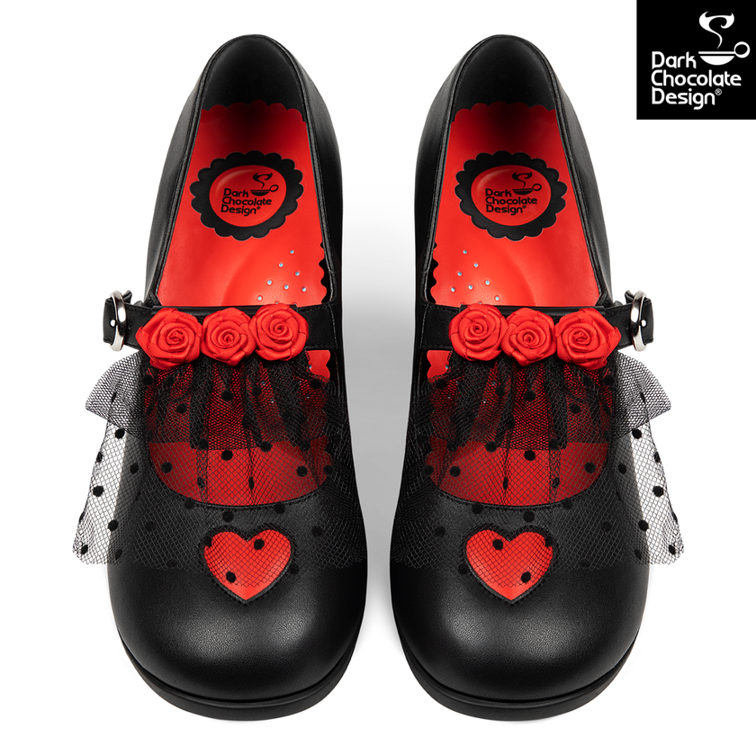 Chocolaticas® Melancholy - Gothic Rose & Lace Mid Heels