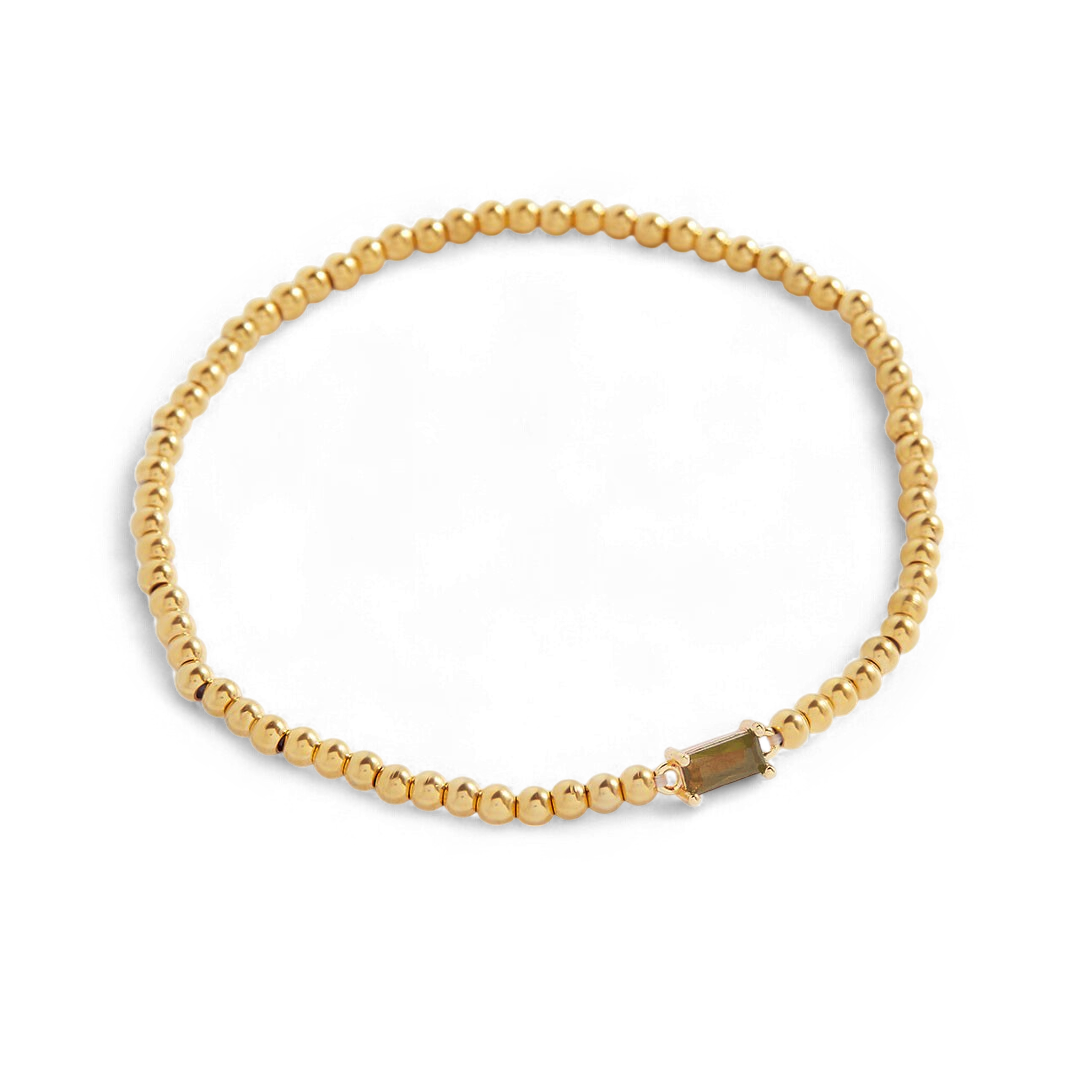 Pulsera de cuentas doradas con piedra natal