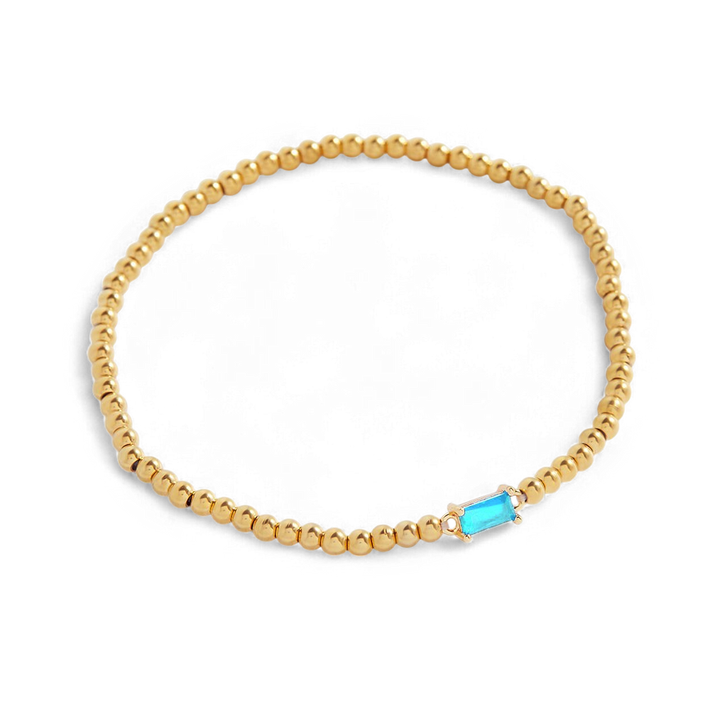 Gold Beaded Birthstone Bracelet