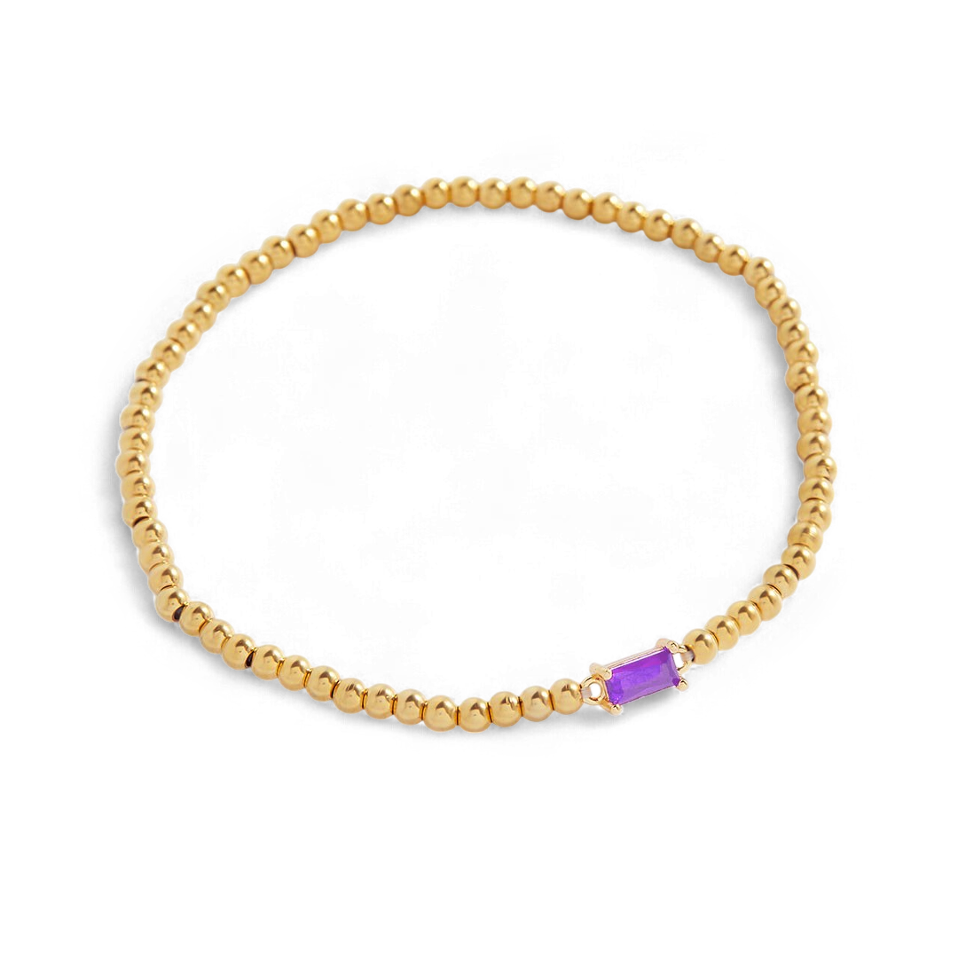 Pulsera de cuentas doradas con piedra natal