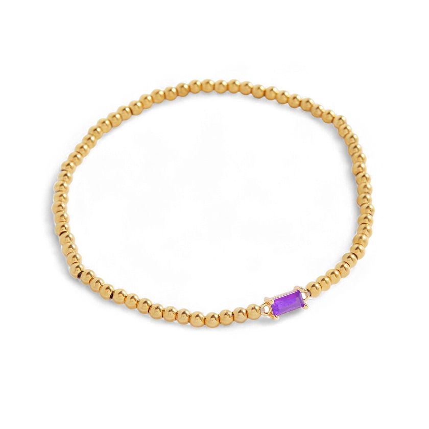 Pulsera de cuentas doradas con piedra natal