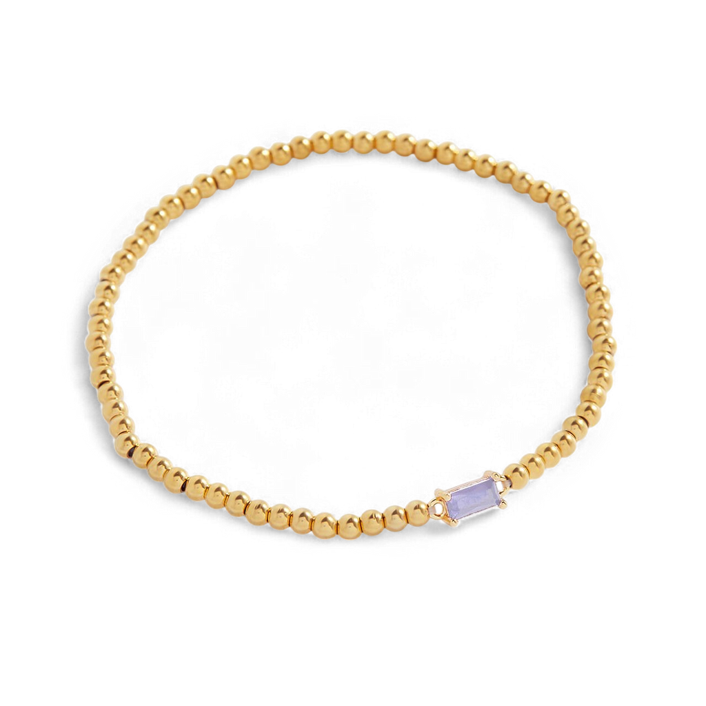 Gold Beaded Birthstone Bracelet