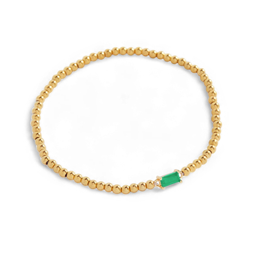 Pulsera de cuentas doradas con piedra natal