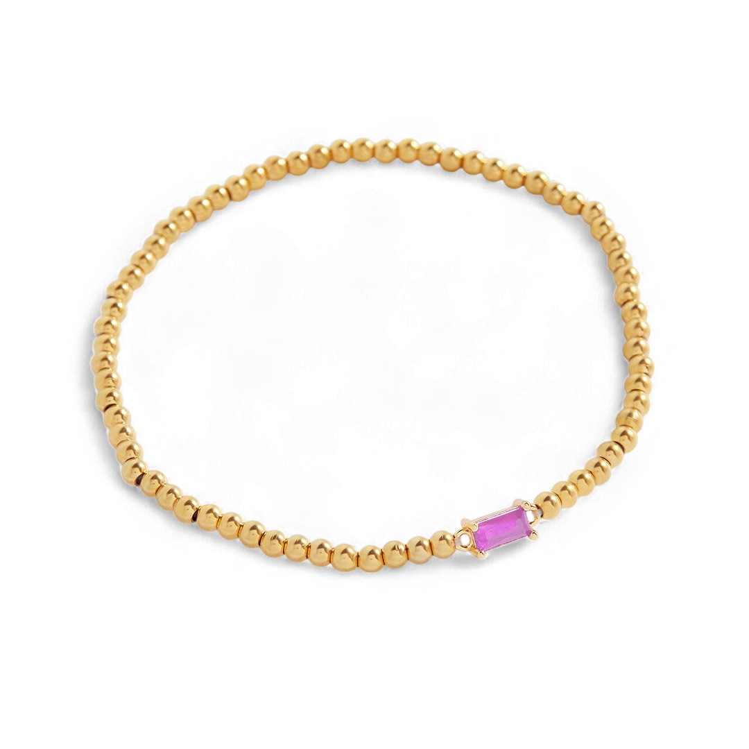 Pulsera de cuentas doradas con piedra natal