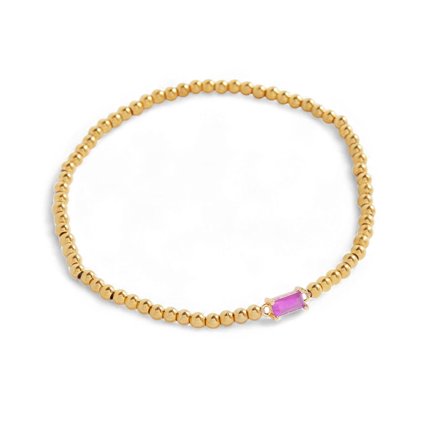 Pulsera de cuentas doradas con piedra natal
