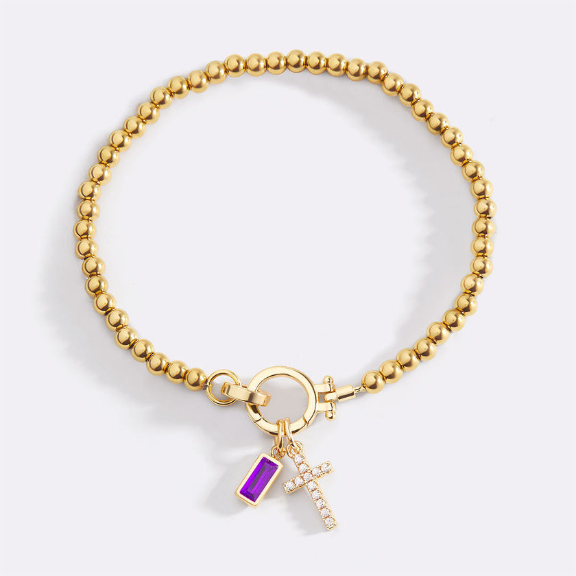 Cross Birthstone Bracelet