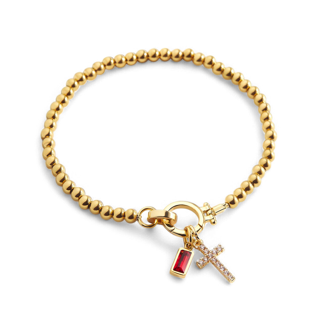 Cross Birthstone Bracelet
