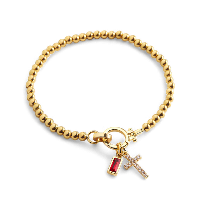 Bracciale con croce e pietra portafortuna