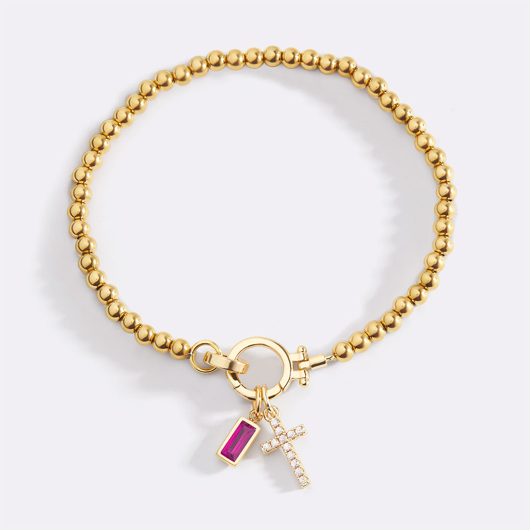 Cross Birthstone Bracelet