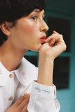 OLALA Embroidered Claudine Linen Blouse - White  x Laetitia Rouget - size M on pre-order for the end of September delivery