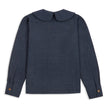 Claudine Wool Linen Overshirt  - Navy Pinstripe