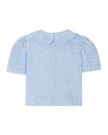 Frances Linen Cropped Blouse  - Royal Blue Gingham