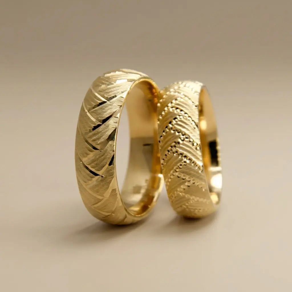 6mm Gold Wedding Band – Artisan Wave Aurelion – 9ct/14ct/18ct Gold