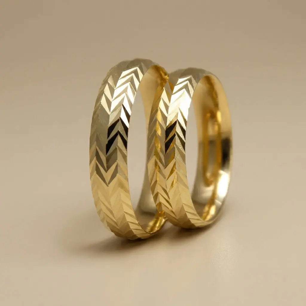 5mm Gold Wedding Band – Chevron Faceted – 9ct/14ct/18ct Gold