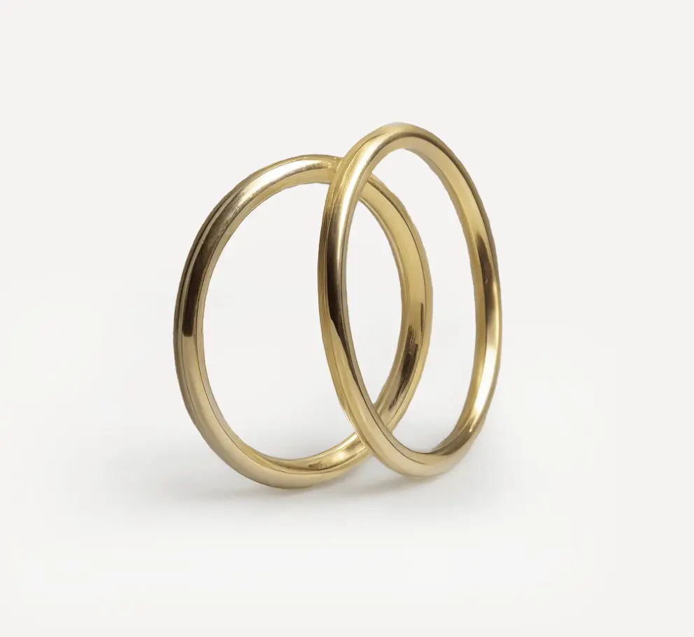 Slim Gold Wedding Band Set – Elara 2mm – 9ct/14ct/18ct Gold